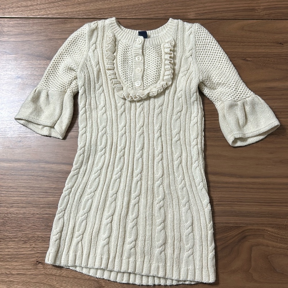 Baby Gap cream cable knit sweater dress size 3T